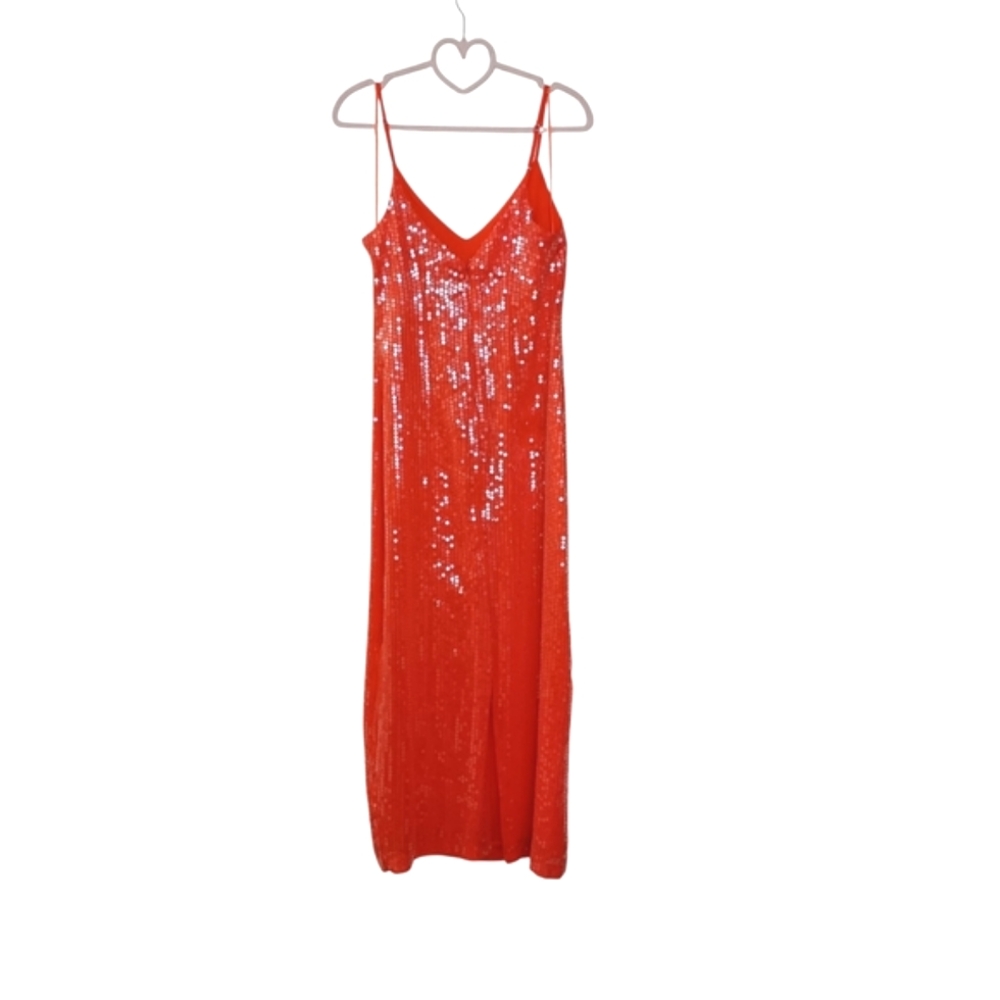 NWT 1. STATE Women's Sequin Sleeveless Midi Slip Dress In Summer Fig Size 8 $139 - Picture 6 of 12